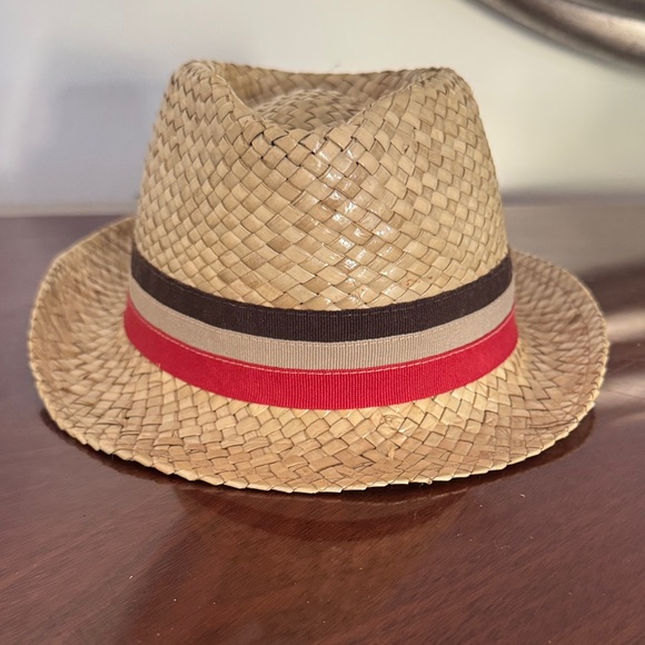 Barneys New York Tan Fedora with Red and Brown Band - Picture 3 of 7